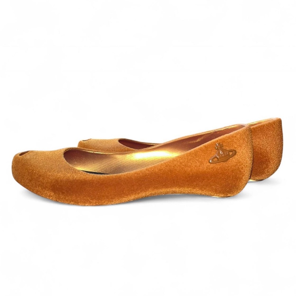Vivienne Westwood Flocked Ballet Flats Nearly New! Brown sz. 6-6.5